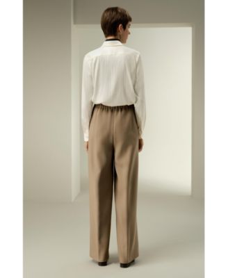 Women's Silk-Wool Pleated Wide-Leg Trousers