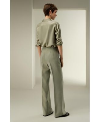 Women's Silk-Wool Twill Flare Pants