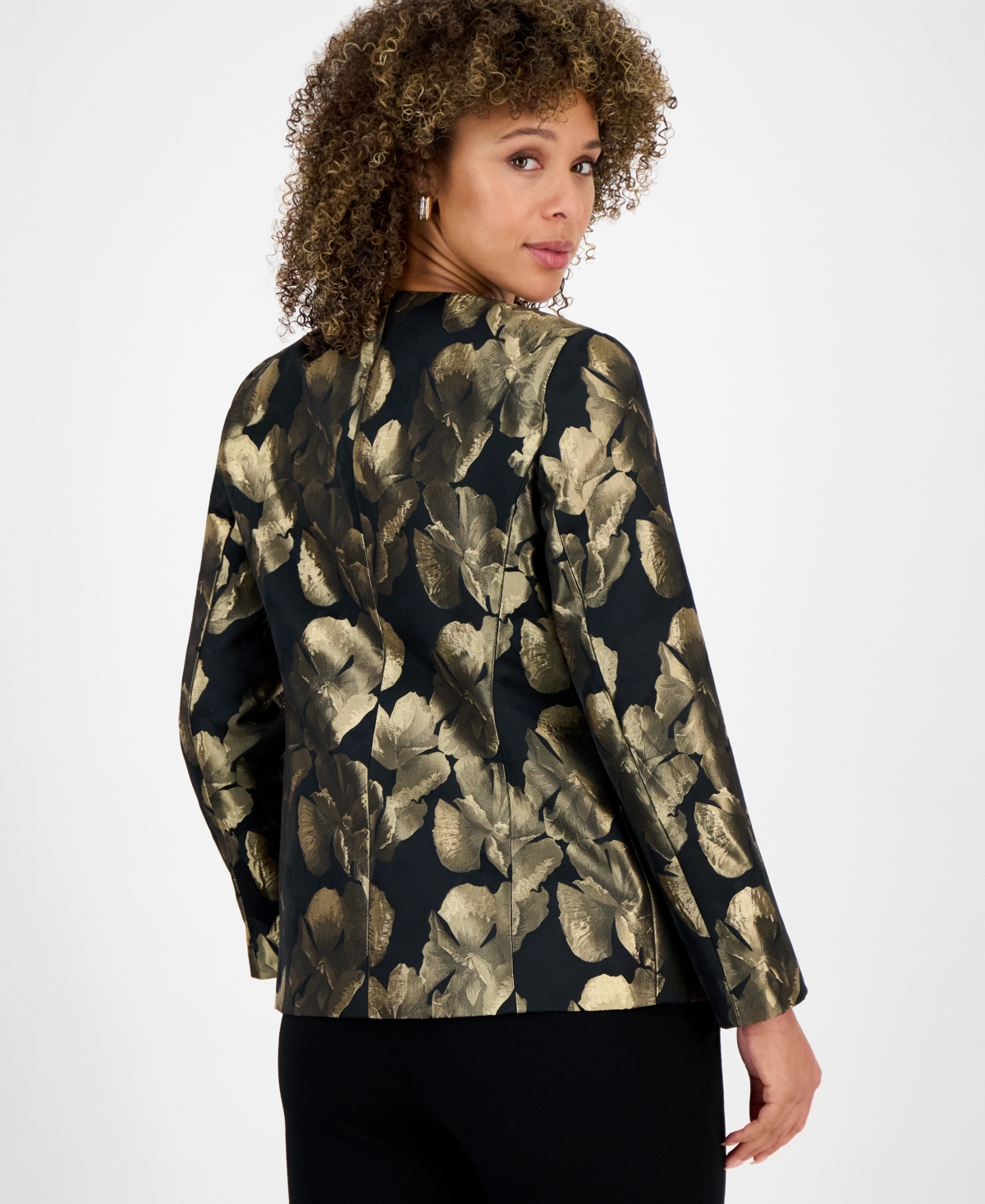 Kasper Women's Metallic Jacquard Collarless Jacket, Regular And Petite Sizes In Multi