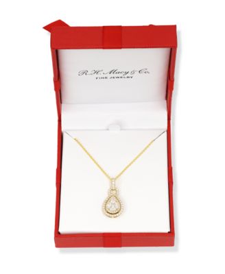 EFFY&reg; Diamond Mixed Cut Teardrop Halo 18" Pendant Necklace (1 ct. t.w.) in 14k White Gold (Also in yellow gold)