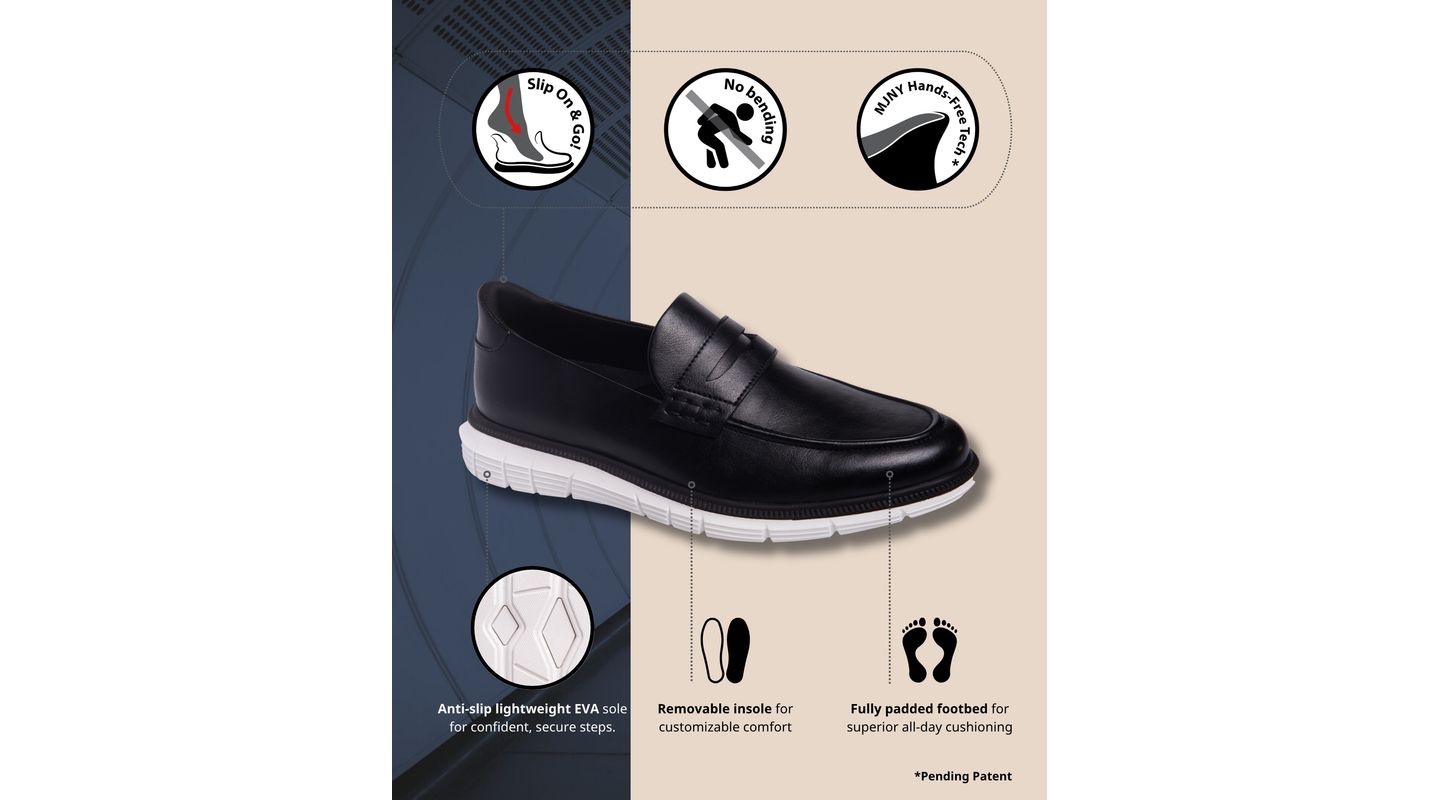 Мужские туфли Marc Joseph New York Empire Street Hands-Free Slip On Technology Lightweight Penny, цвет: Чёрный — фото 4