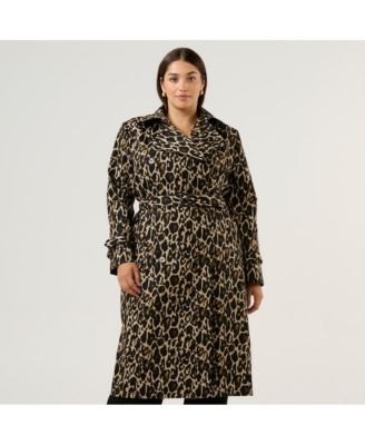 Plus Size Shari Leopard Print Trench