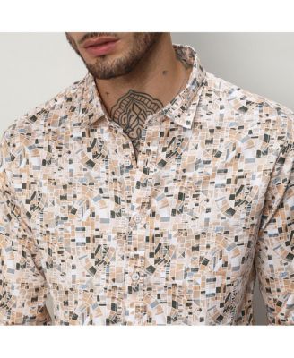 Men's Abstract Print Button Up Cotton Shirt