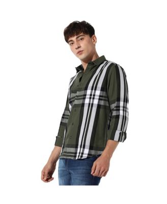 Men's Tartan Plaid Dark Green Shirt