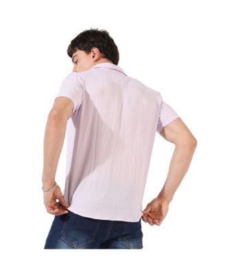 Men's Lavender Textured Regular Fit Casual Shirt