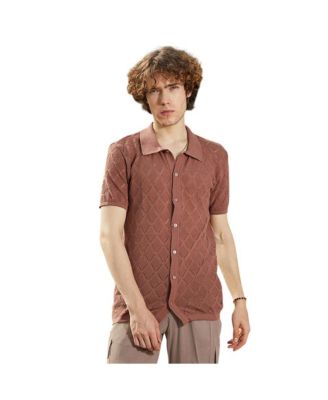 Men's Rhombus-Knit Slim-Fit Shirt