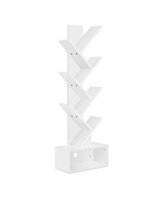 7-Tier Zigzag Tree Bookcase with Open Drawer for Books, Decor, and Accessories - Space-Saving Organizer Unit for Living Room, Bedroom, Office