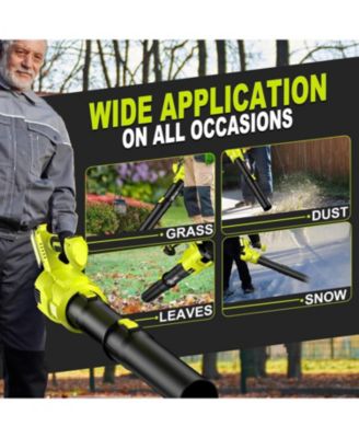 Cordless Leaf Blower, 550CFM (160MPH) Brushless Turbo Blower, 24V High Power Battery Powered Leaf Blowers with 2x4.0Ah Battery & Charger, Electric Blowers Variable Speeds for Garden, Green