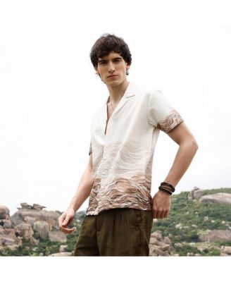 Men's Ivory White & Tan Brown Desert Ombre Shirt