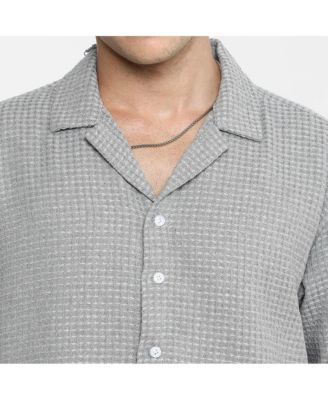 Men's Moon Grey Waffle-Knit Oversized Shirt