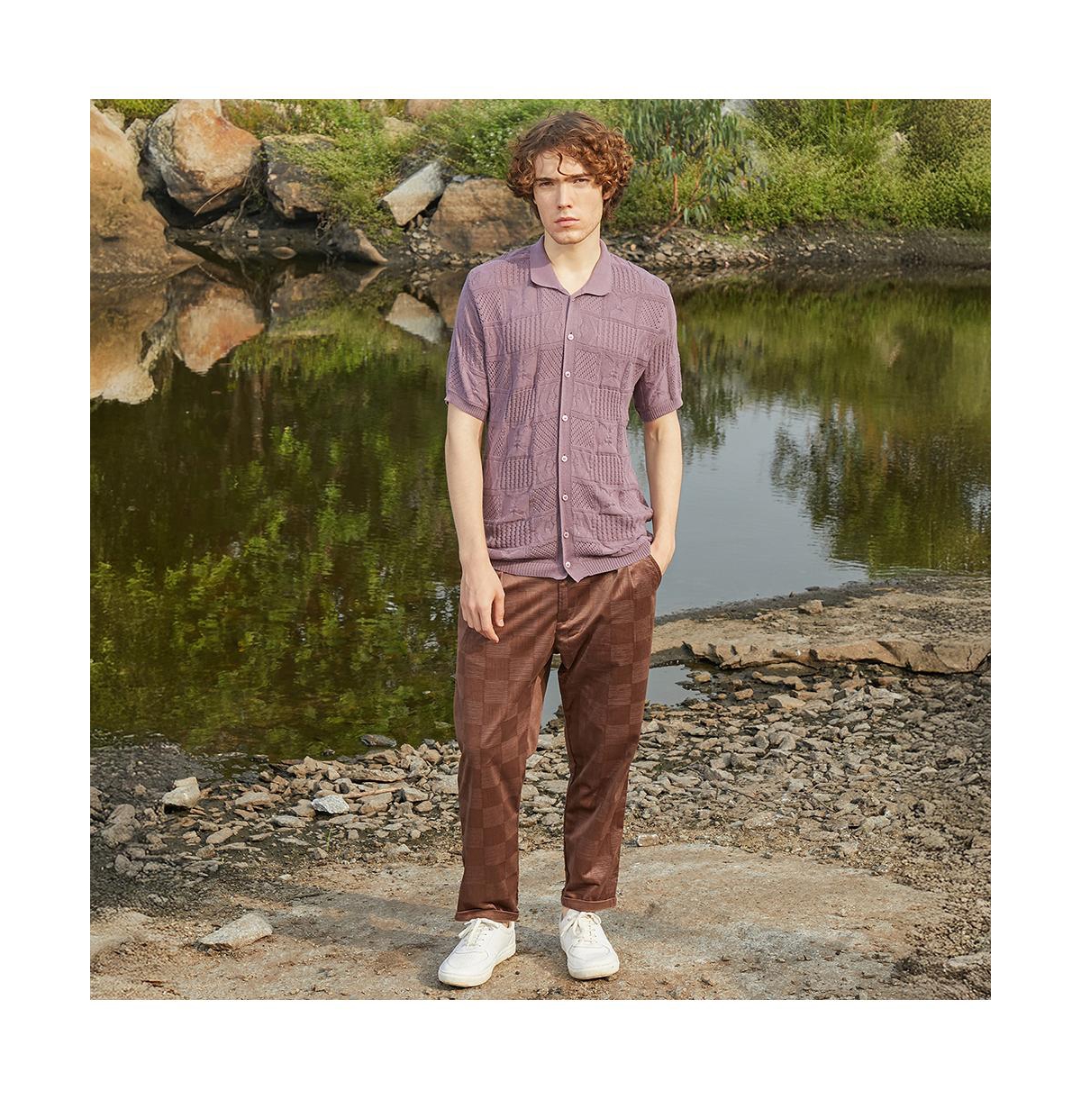 Campus Sutra Patch-Knit Shirt