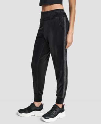 Women's Super Soft Velour Cuffed Metallic Logo Joggers