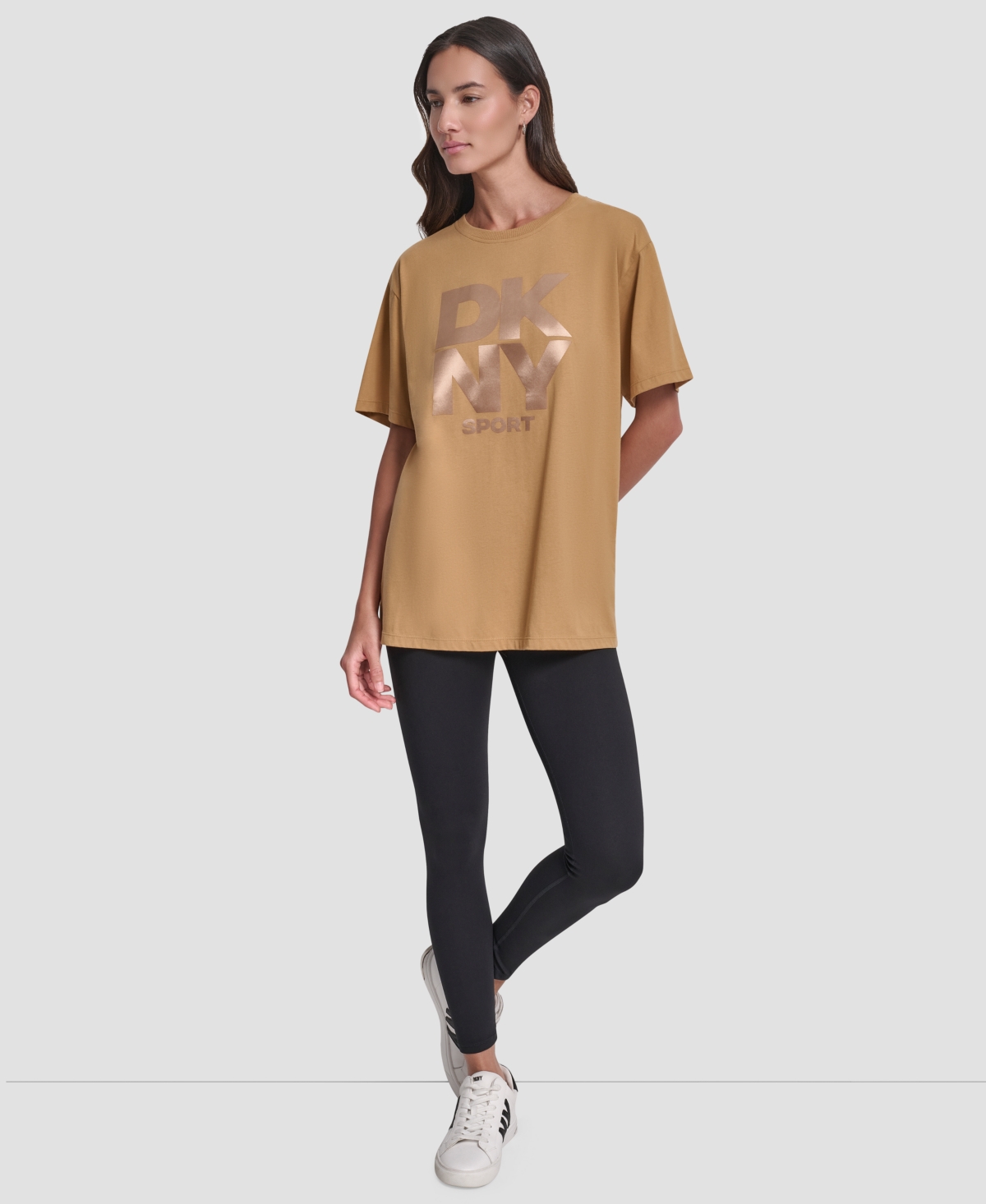 Dkny Women's Oversized Short Sleeve Tunic T-shirt In Brown