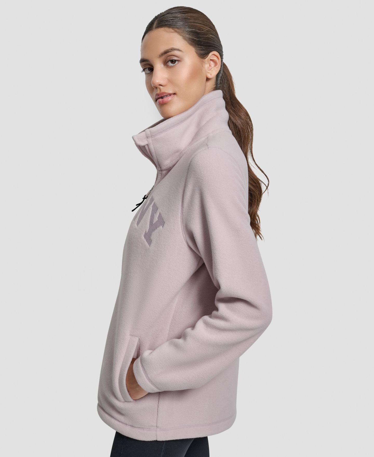 Женский топ DKNY Full-Zip Varsity Logo Top, цвет: Allure — фото 3