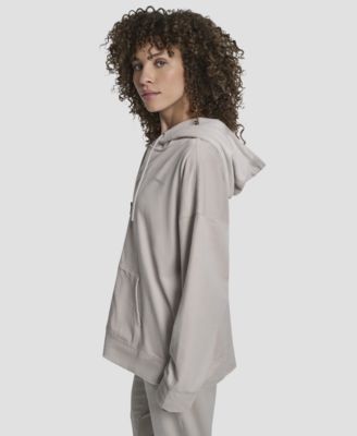 Women's Platinum Velour Rhinestone Logo Full-Zip Hoodie