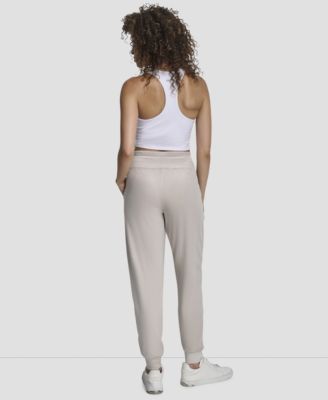 Women's Platinum Velour Rhinestone Logo Slim Fit Joggers