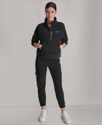 DKNY Women's Studded-Logo Half-Zip Sweatshirt
