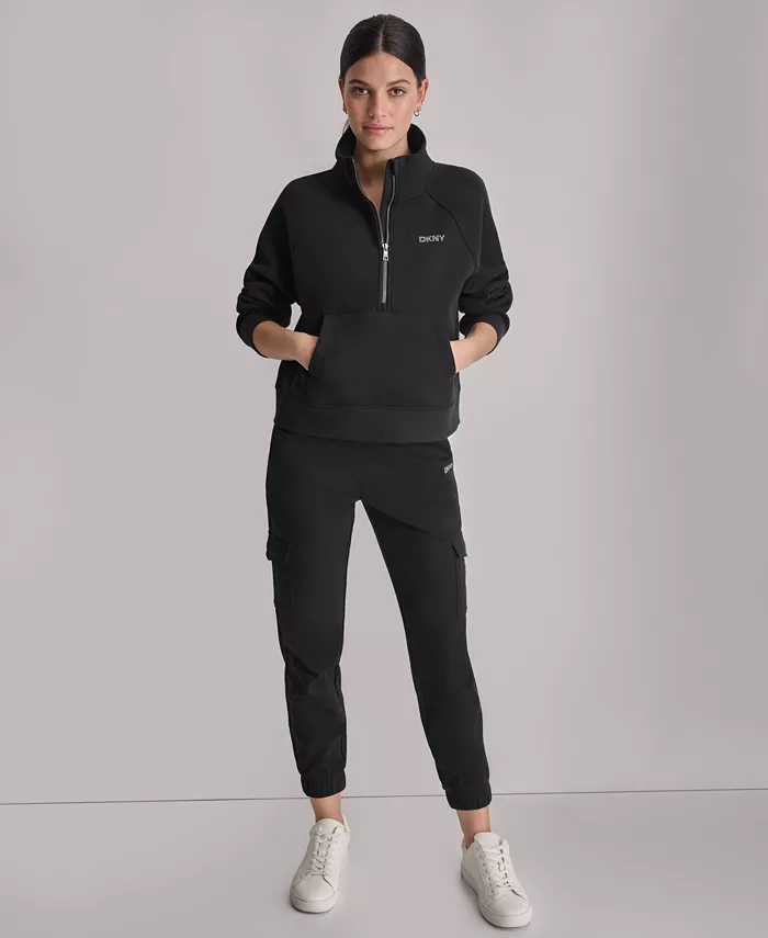 DKNY Women's Studded-Logo Half-Zip Sweatshirt - thumbnail 3