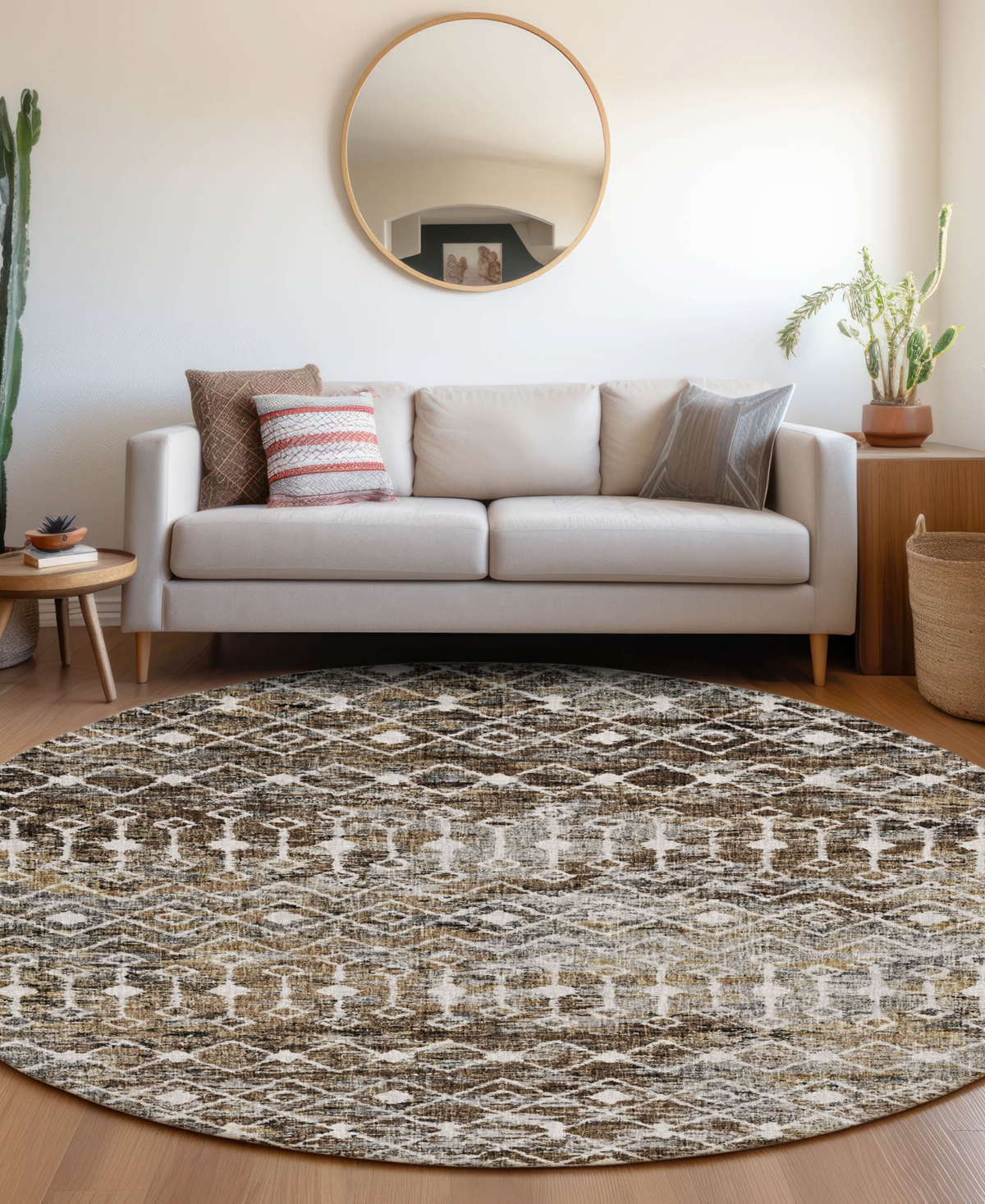 Dalyn Lorenzo Ln7 8'x8' Round Area Rug In Brown