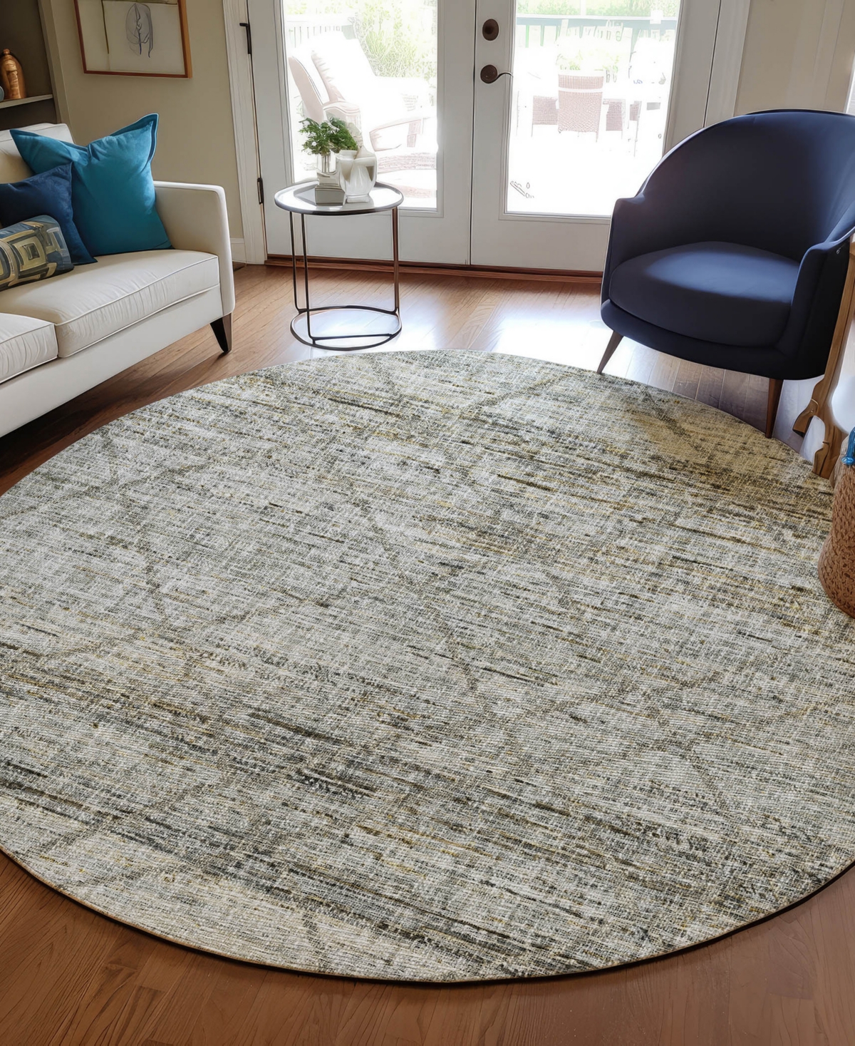 Dalyn Portico Po1 8'x8' Round Area Rug In Gray