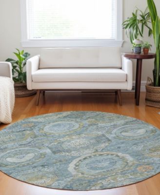 Tabrook Washable TB14 8'x8' Round Area Rug