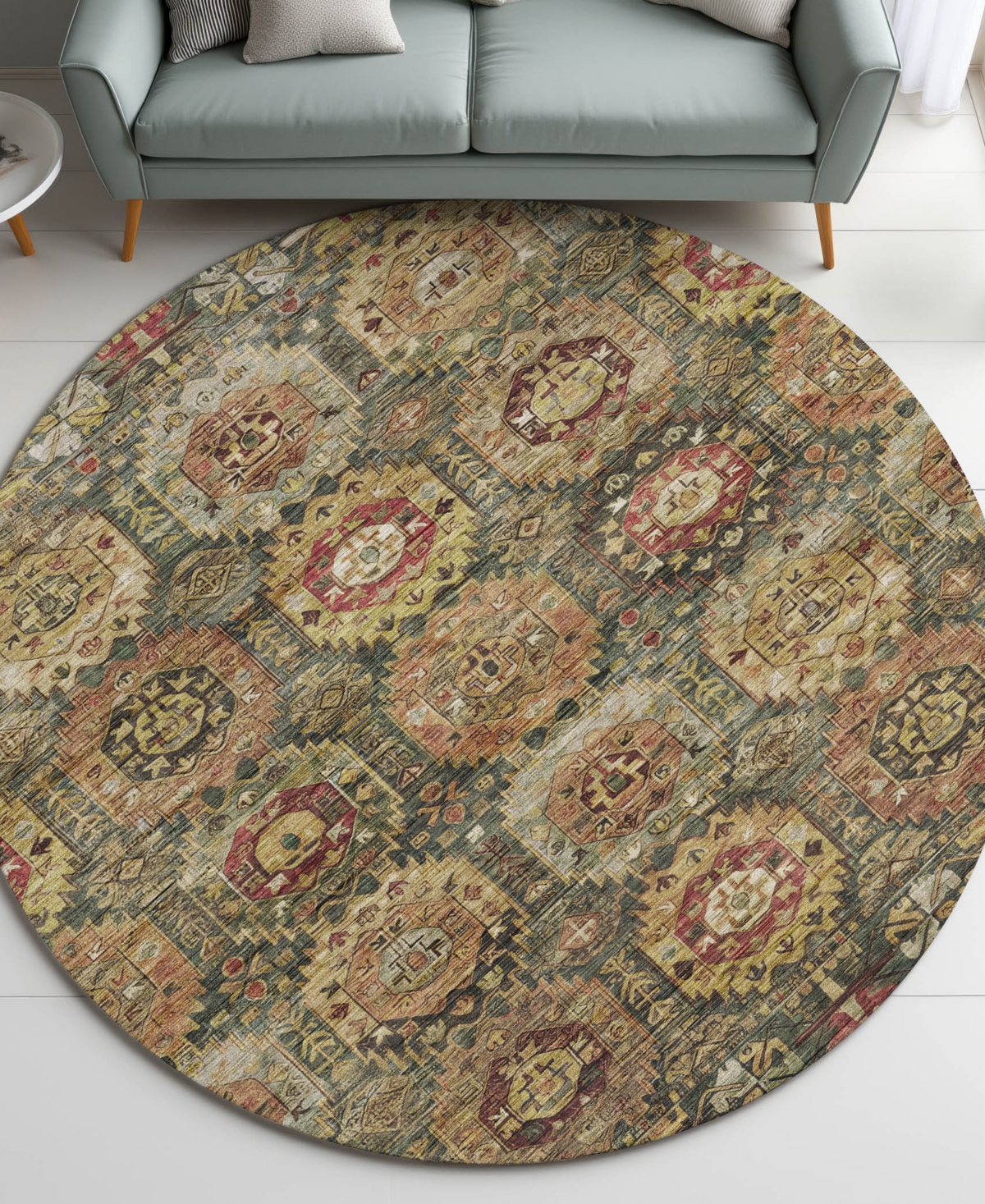 Dalyn Silk Road Washable Sr11 8'x8' Round Area Rug In Green