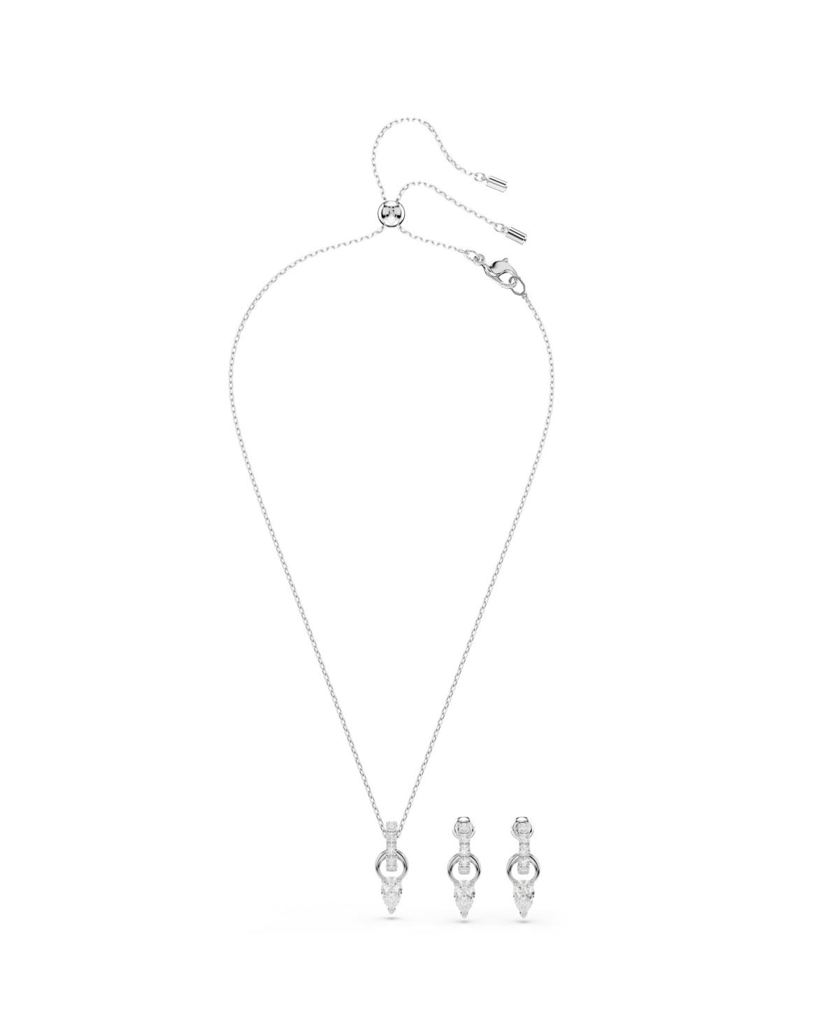Swarovski Mesmera Rhodium Plated Earrings And Necklace Set In Silver