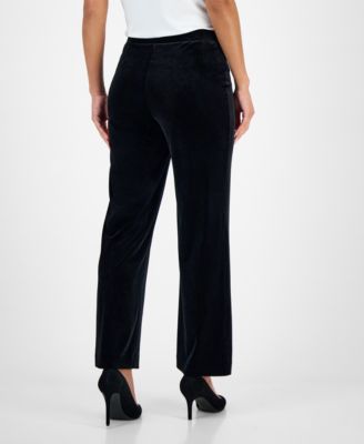 Women's Velvet Pull-On Wide-Leg Pants, Regular & Petite