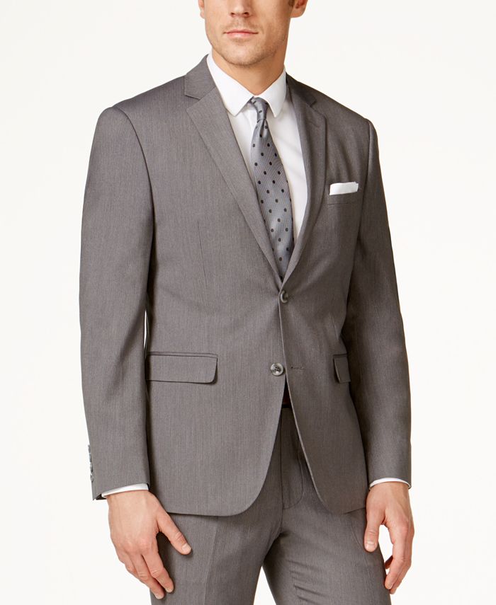 Perry Ellis Portfolio Men's Grey Pinstripe Slim-Fit Suit - Macy's