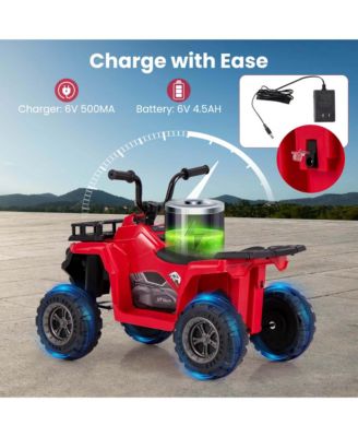 Kids Ride On Electric ATV 6V 4-Wheeler Quad Car with One-Button Start Tread Tires