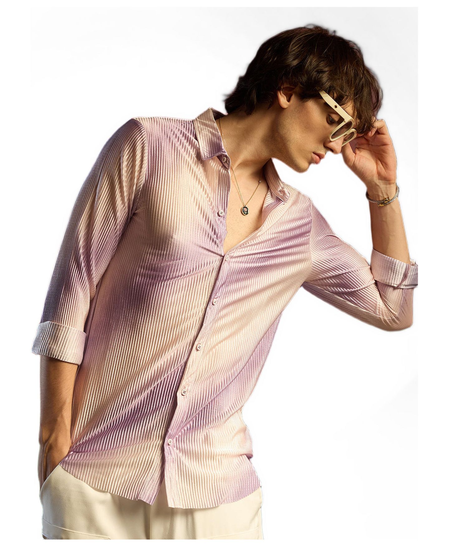 Мужская рубашка Cahoot Campus Sutra Ombre-Pleated, цвет: Фиолетовый — фото 1
