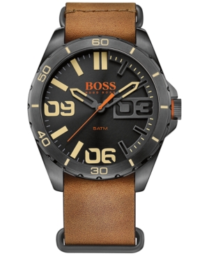 UPC 885997184571 product image for Hugo Boss Men's Berlin Brown Leather Strap Watch 48mm 1513316 | upcitemdb.com