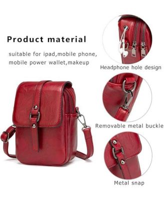 Vintage Crossbody Phone Bag for Women, Small PU Leather Shoulder Purse and Handbag with Tassel&Rivet Decoration