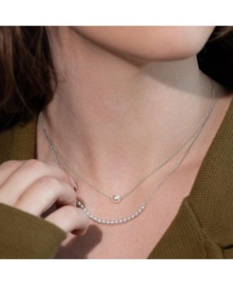 Sterling Silver 18k Gold Plated Abby Single Cultured Pearl Necklace & Bracelet Set