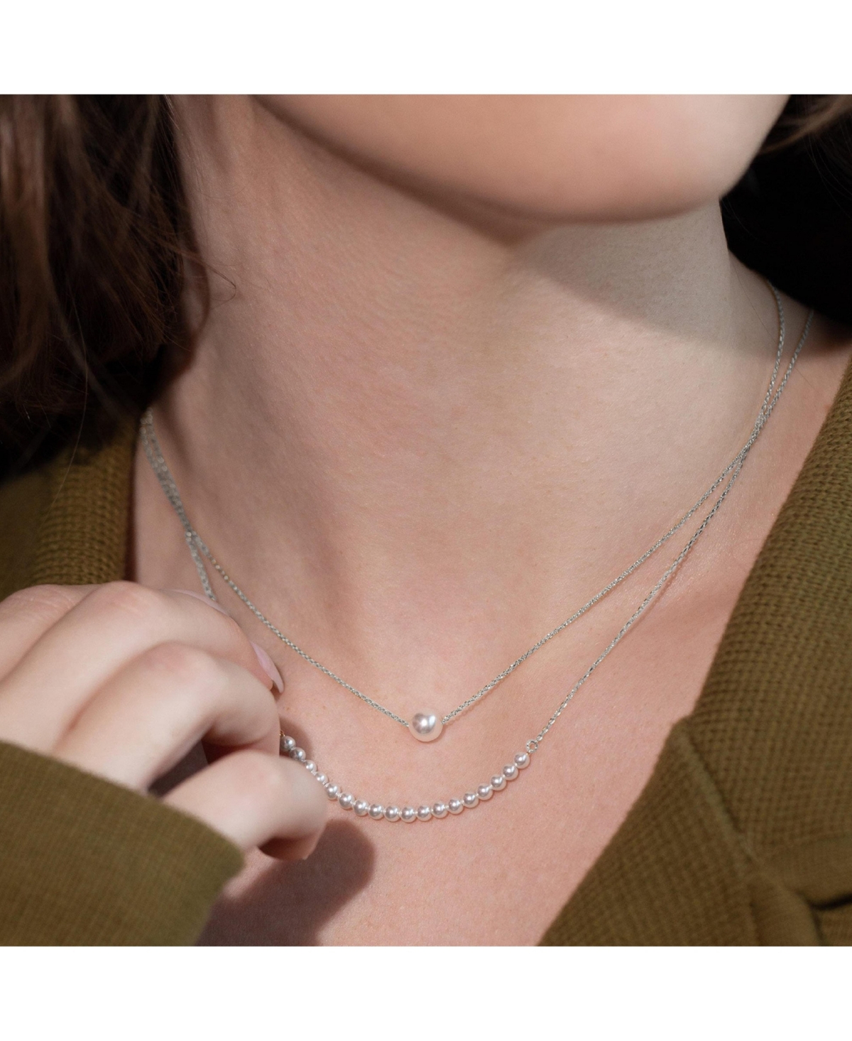 Bearfruit Jewelry Sterling Silver 18k Gold Plated Abby Single Cultured Pearl Necklace & Bracelet Set