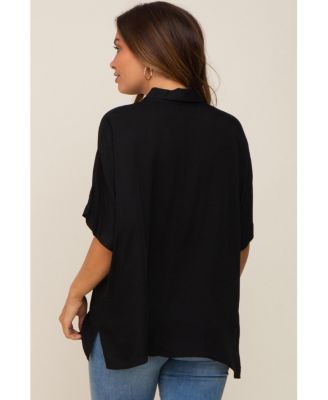 Maternity White Button Up Dolman Short Sleeve Top