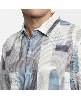 Men's Icy Blue & Ivory White Twig-Block Shirt