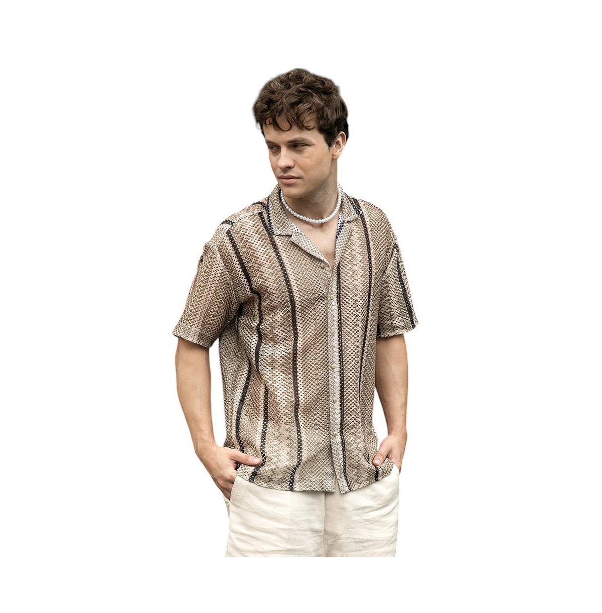 Campus Sutra Men's Striped Knit Oversized Shirt