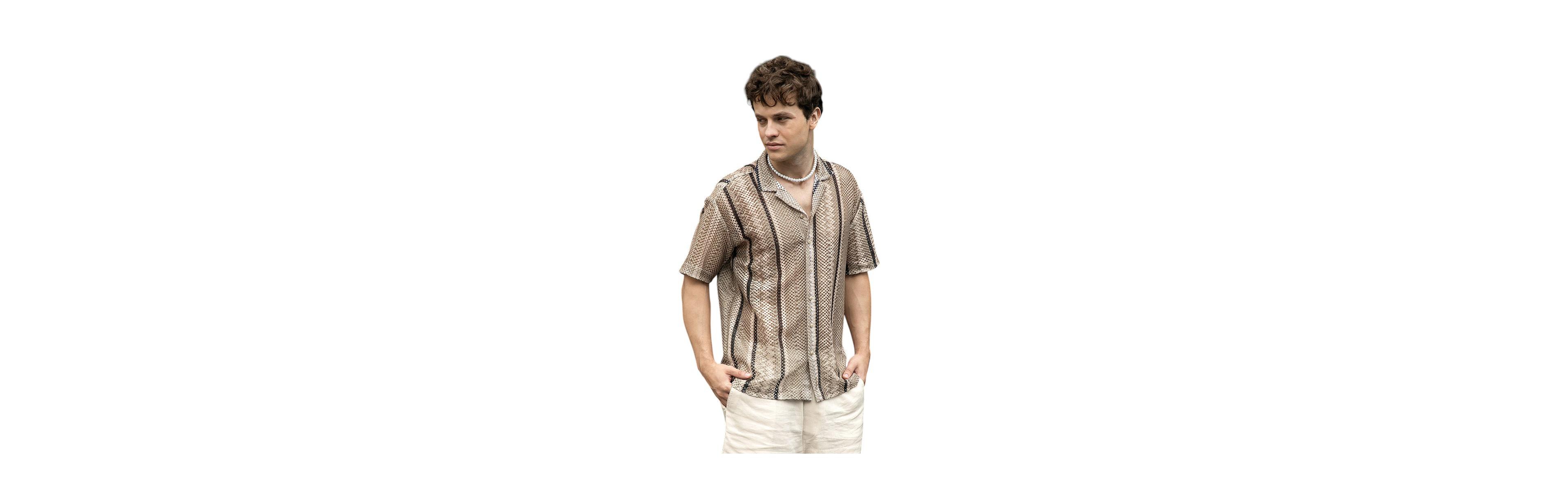 Campus Sutra Men's Striped Knit Oversized Shirt