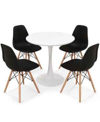 5 PCS Dining Set Modern Round Dining Table 4 Chairs for Small Space Kitchen