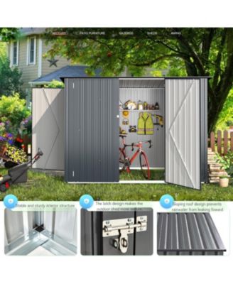 7.5'x4' Outdoor Horizontal Bike Storage Shed with Triple Lockable Door