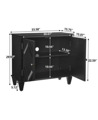 33.6" Retro Wooden Storage Cabinet Symmetrical Geometric Display Cabinets