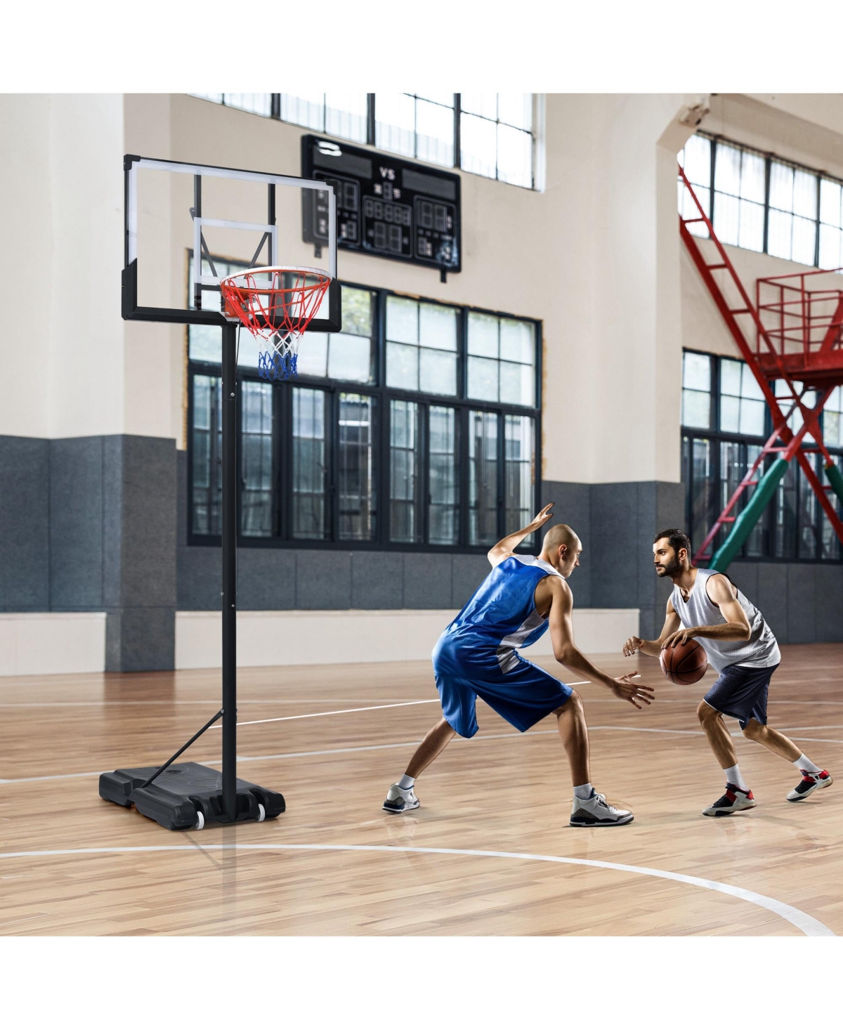 10ft Adjustable Portable Basketball Hoop with Led Lights and Heavy Duty Base