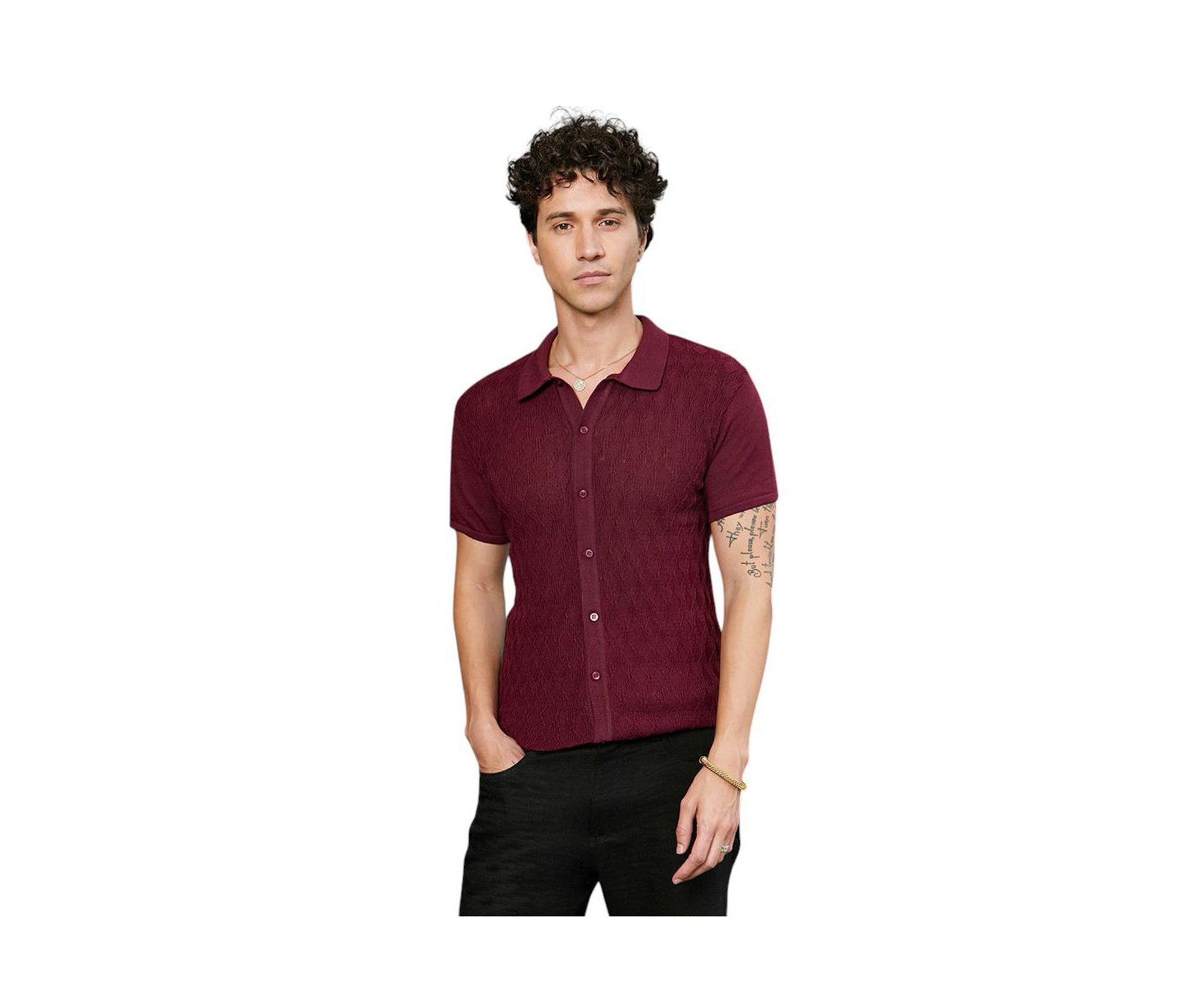Мужская рубашка Cahoot Campus Sutra Argyle-Knit Slim-Fit, цвет: Красный — фото 1