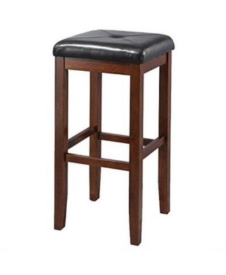 Set of 2 Vintage Mahogany Bar Stools with Upholstered Seat