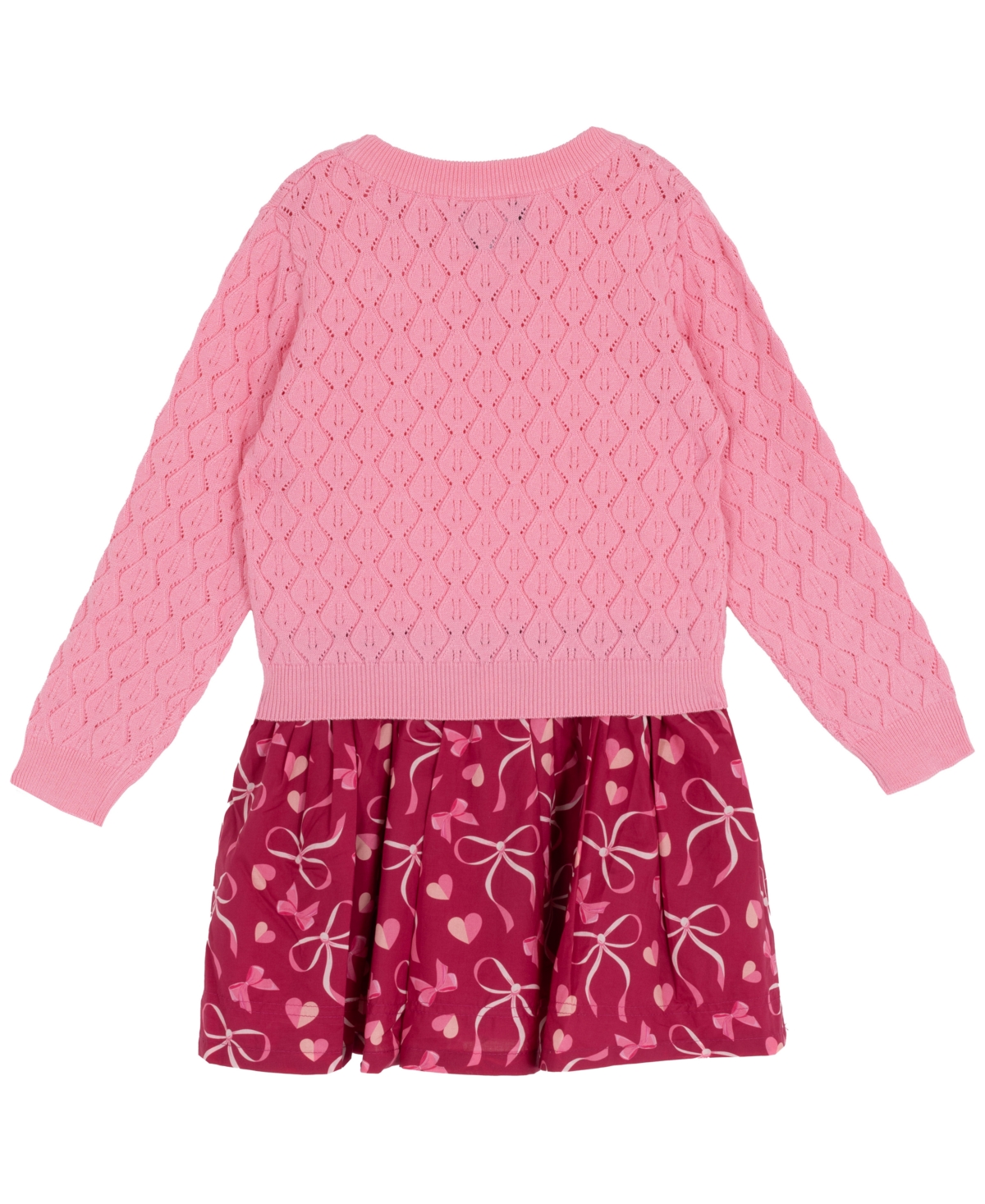 Rare Editions Little Girls Hearts & Bows Skort Dress with Pop-Over "Paris" Sweater, 2 pc