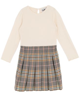 Little Girls' Plaid Skort Dress with Cable Knit Vest, 2 pc