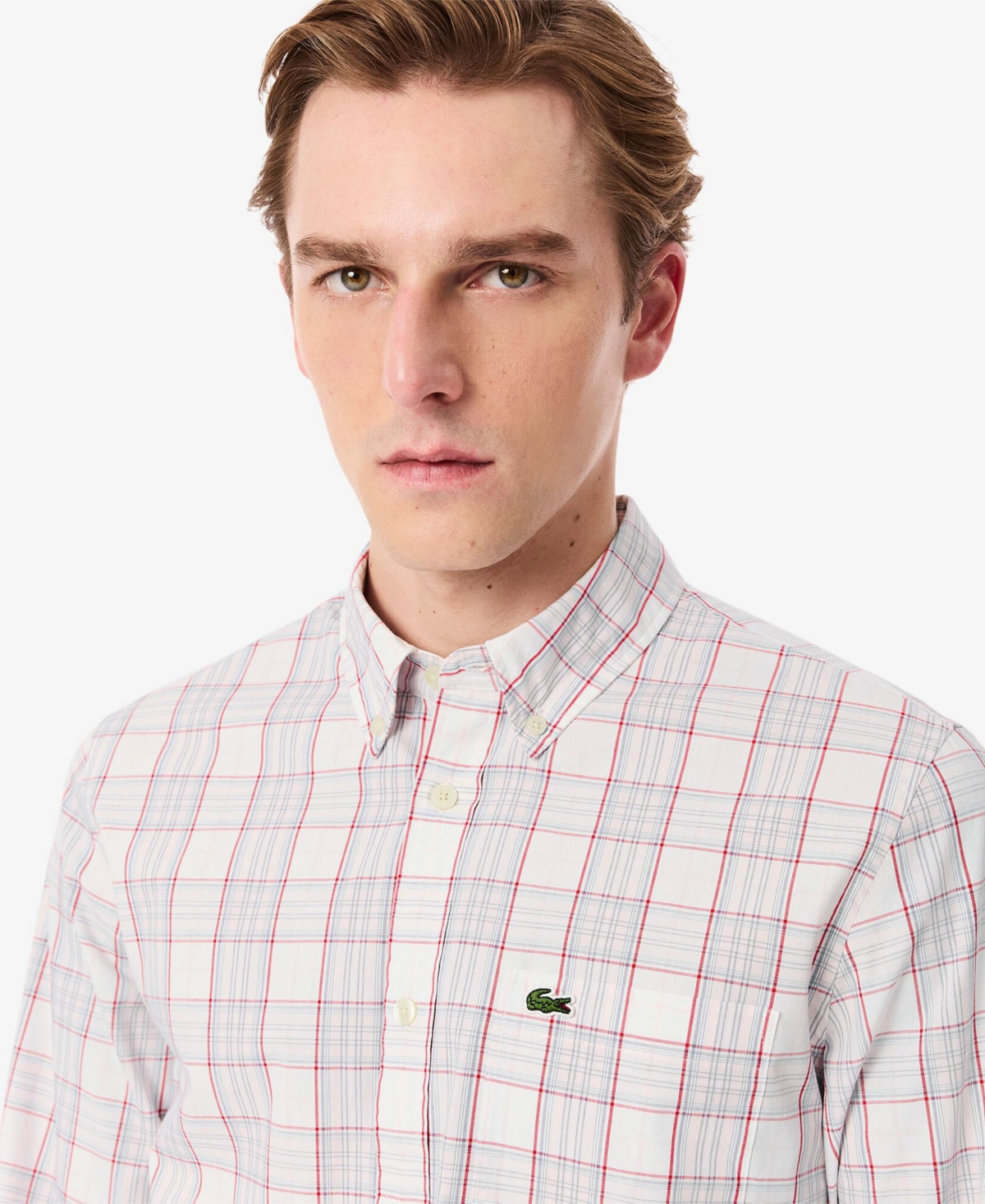 Lacoste Men's Slim Fit Stretch Plaid Shirt - 16 - 41 In Multi