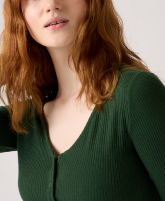 Women's Muse Ribbed Long-Sleeve Button-Up Top