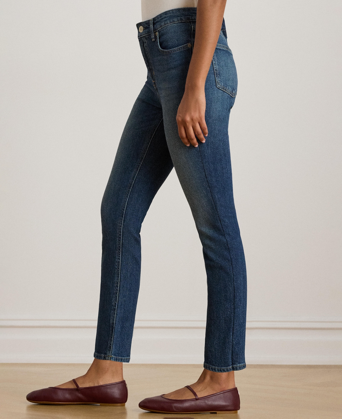 Ralph Lauren Womens High Rise Straight Ankle Jeans 0p 18 In Blue